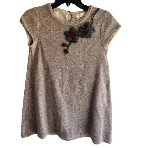 Zara Girls Soft collection 13/14 Wool blend short sleeve floral tunic dress - Picture 1 of 4